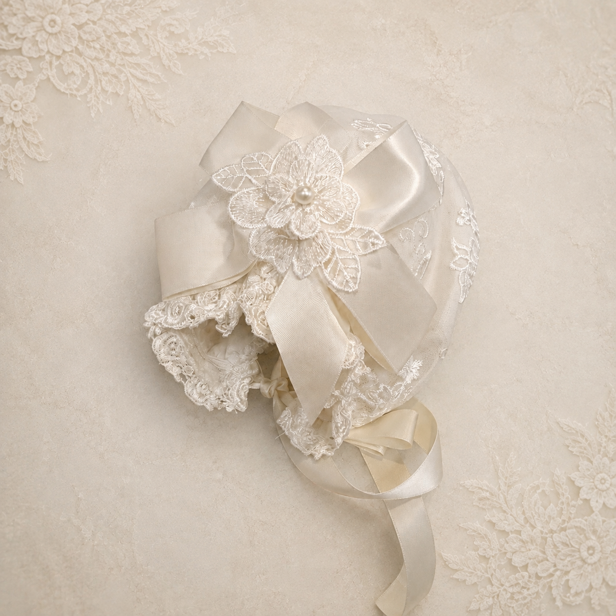 Sheer Ivory Lace Bella Bonnet