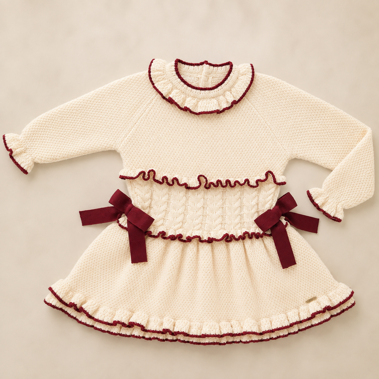 Cream Dropwaist Knit Dress
