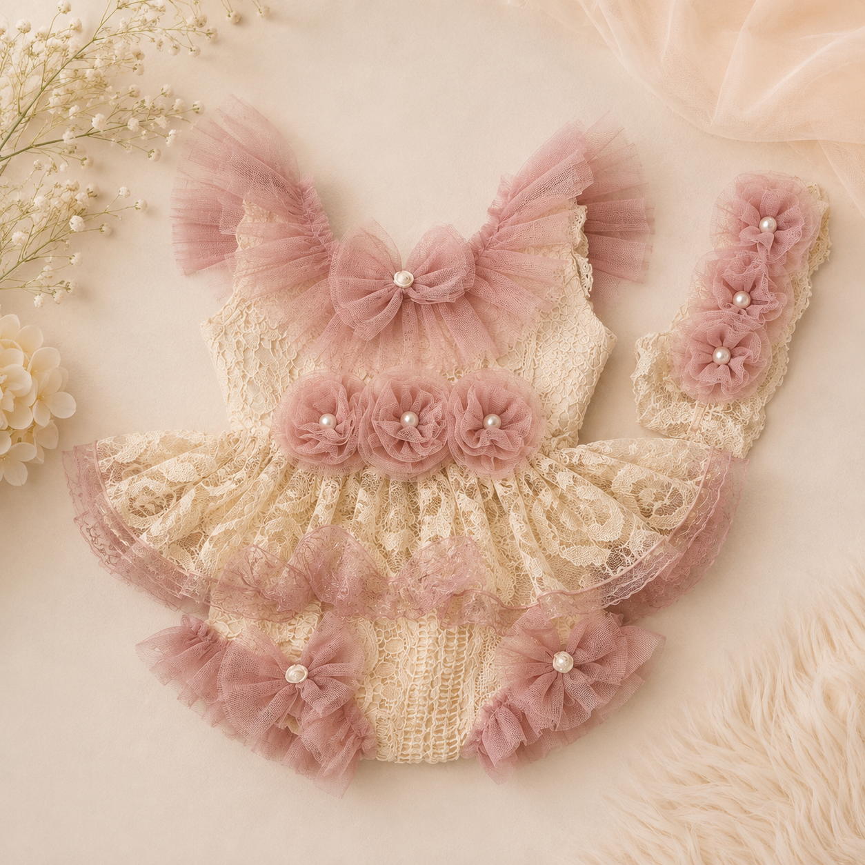 Light Mauve Lace Romper