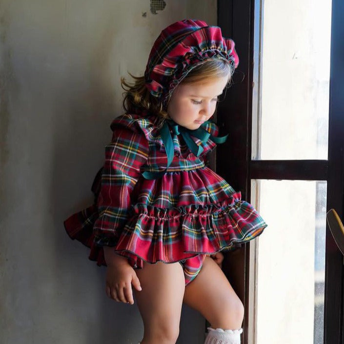 Tartan Plaid Dress and Bonnet