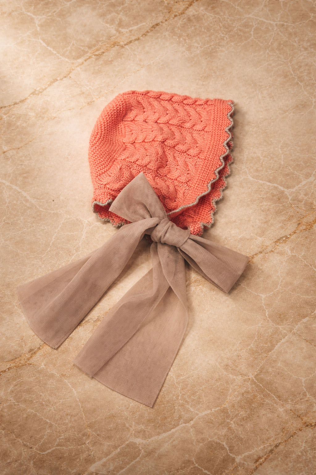 Coral and Camel Bonnet