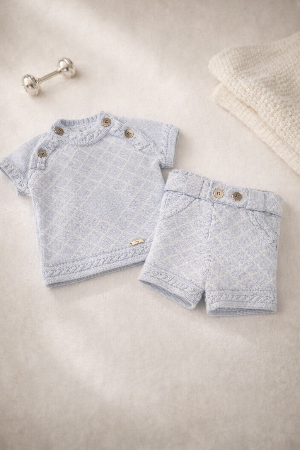 Boy Baby Blue & White Short Set