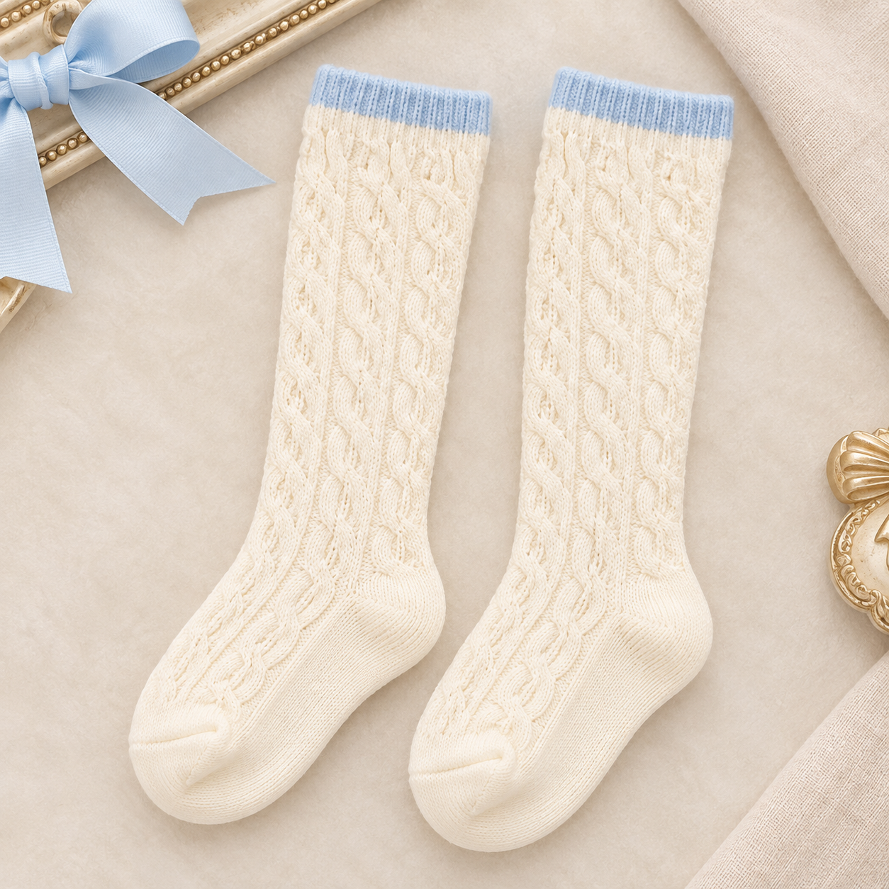 Cream Knit Sock