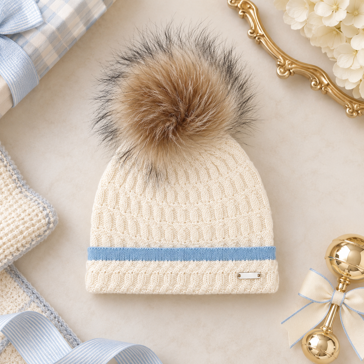 Cream Pom Hat
