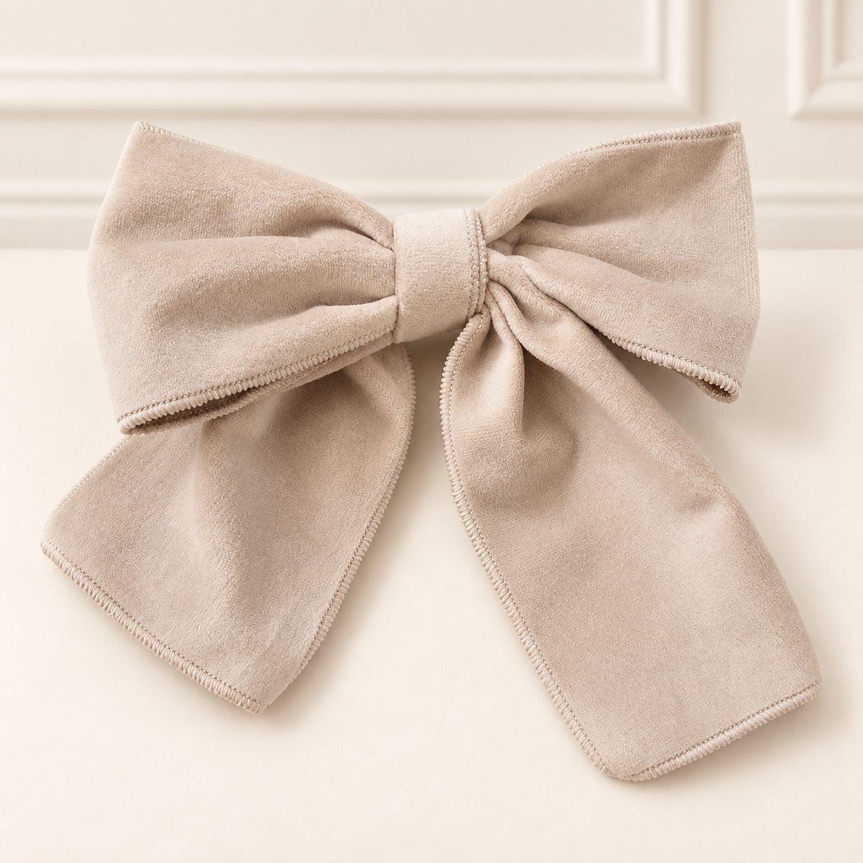 Beige Velvet Hair Bow