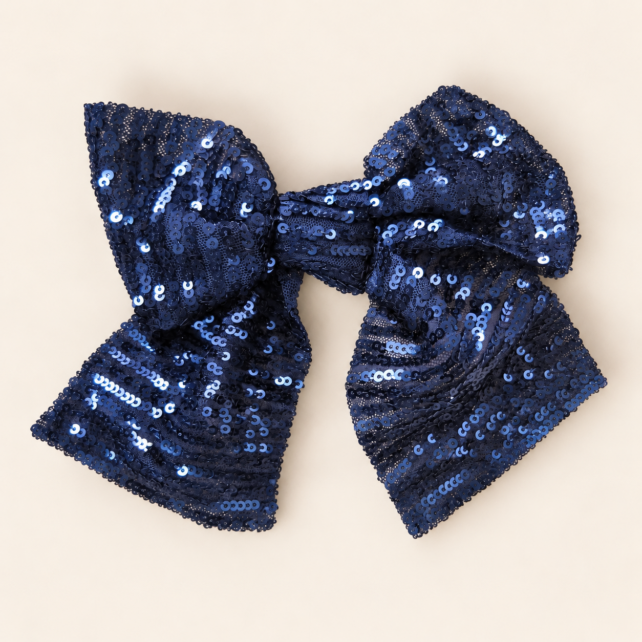 Navy Sequin Hair Bow