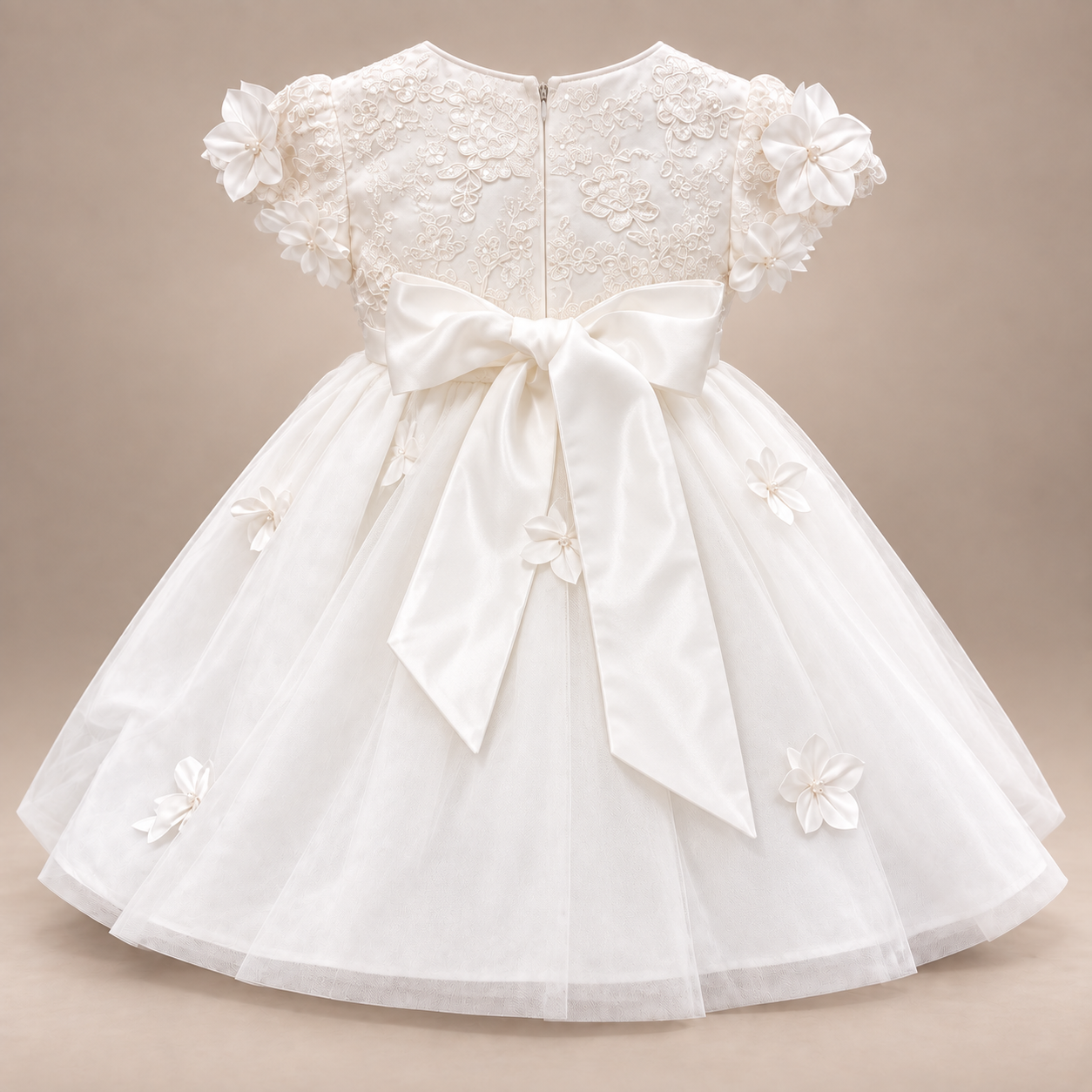 Infant Ivory Illusion Cap Sleeve Dress