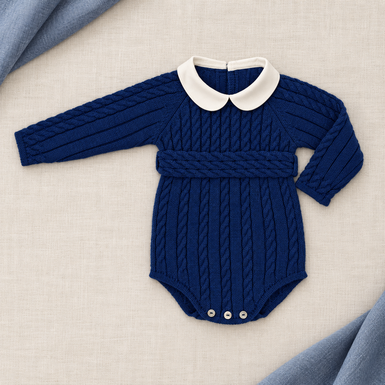 Oxford Blue Boy's Romper