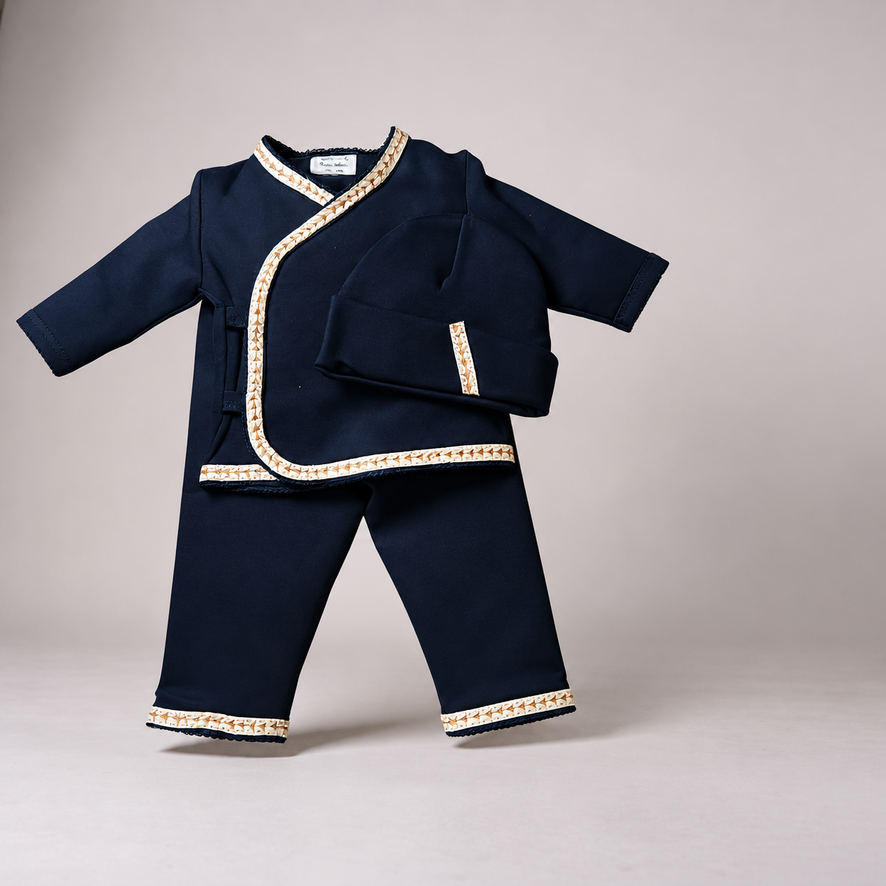 Conjunto de layette de algodón azul marino