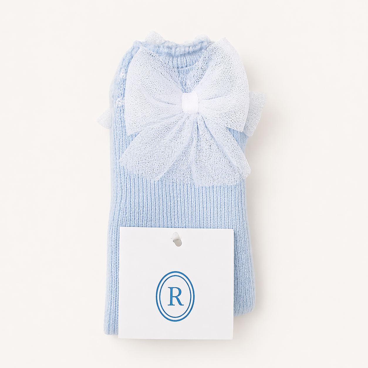 Baby Blue & White Tulle Bow Socks