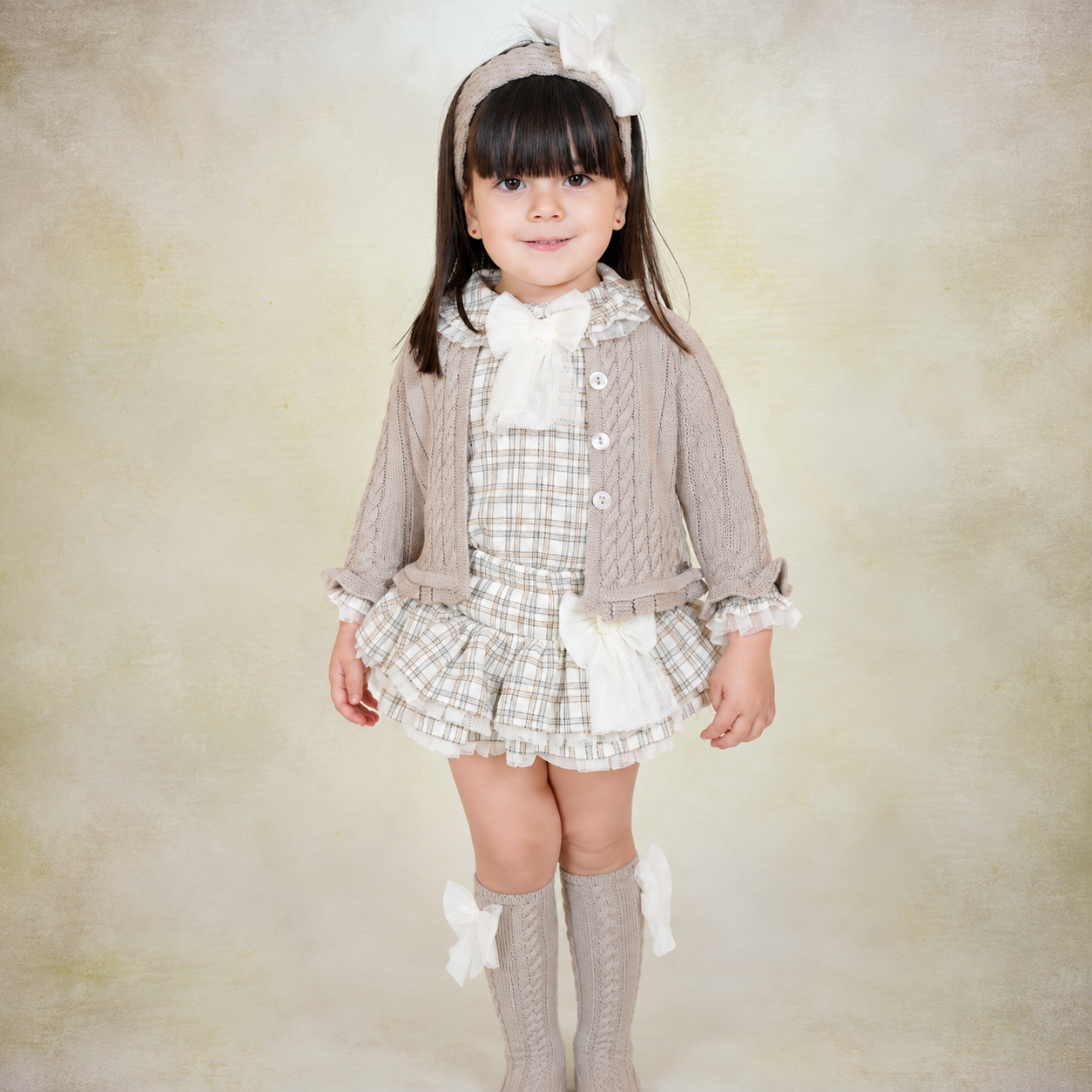 Stone and Plaid Skirt Set