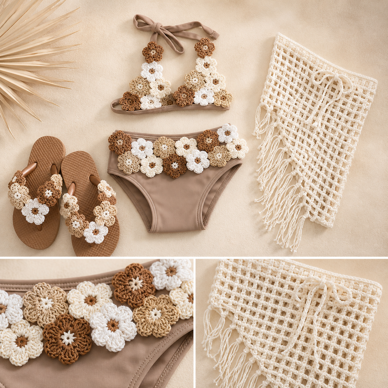 Tan Crochet Flip Flops