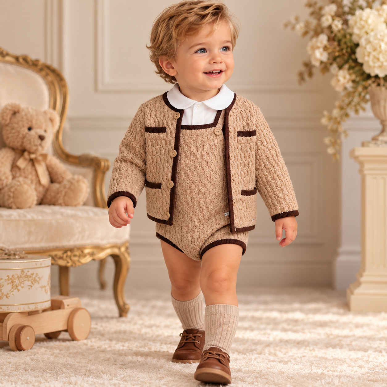 Boy's Camel Romper Set