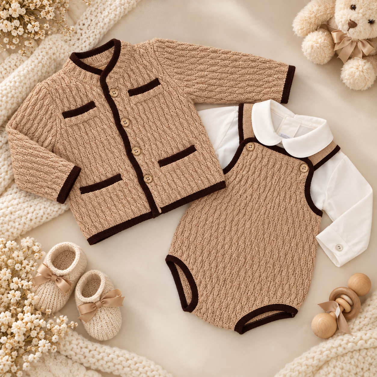 Boy's Camel Romper Set
