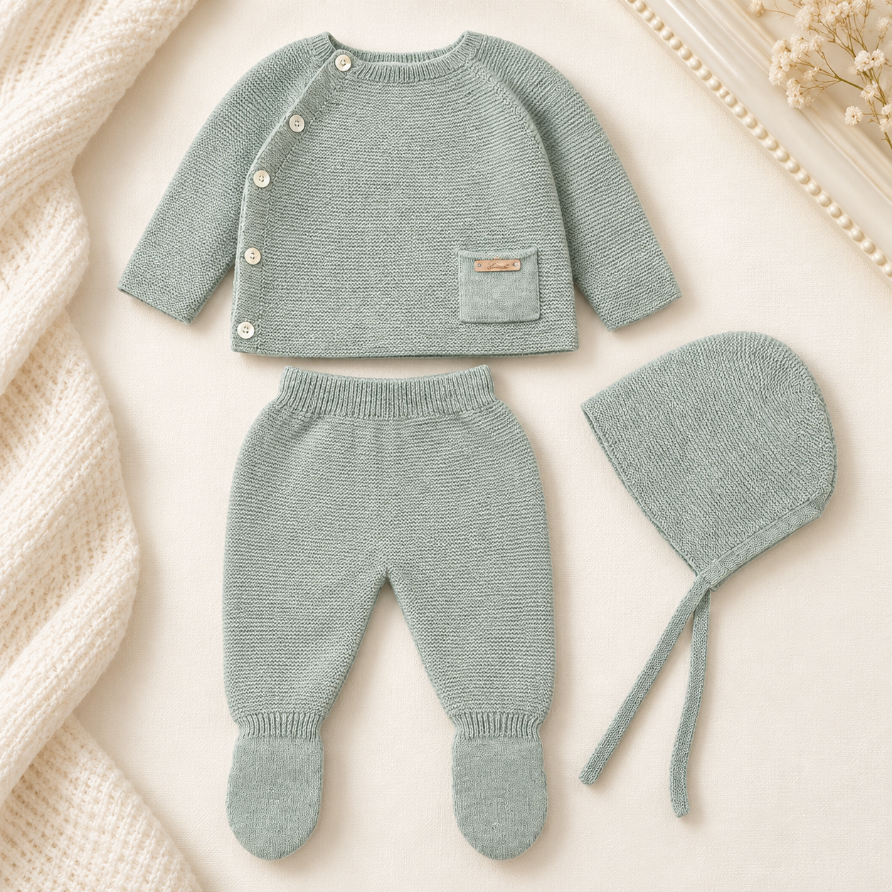 Infant Boy Sage Knit Set