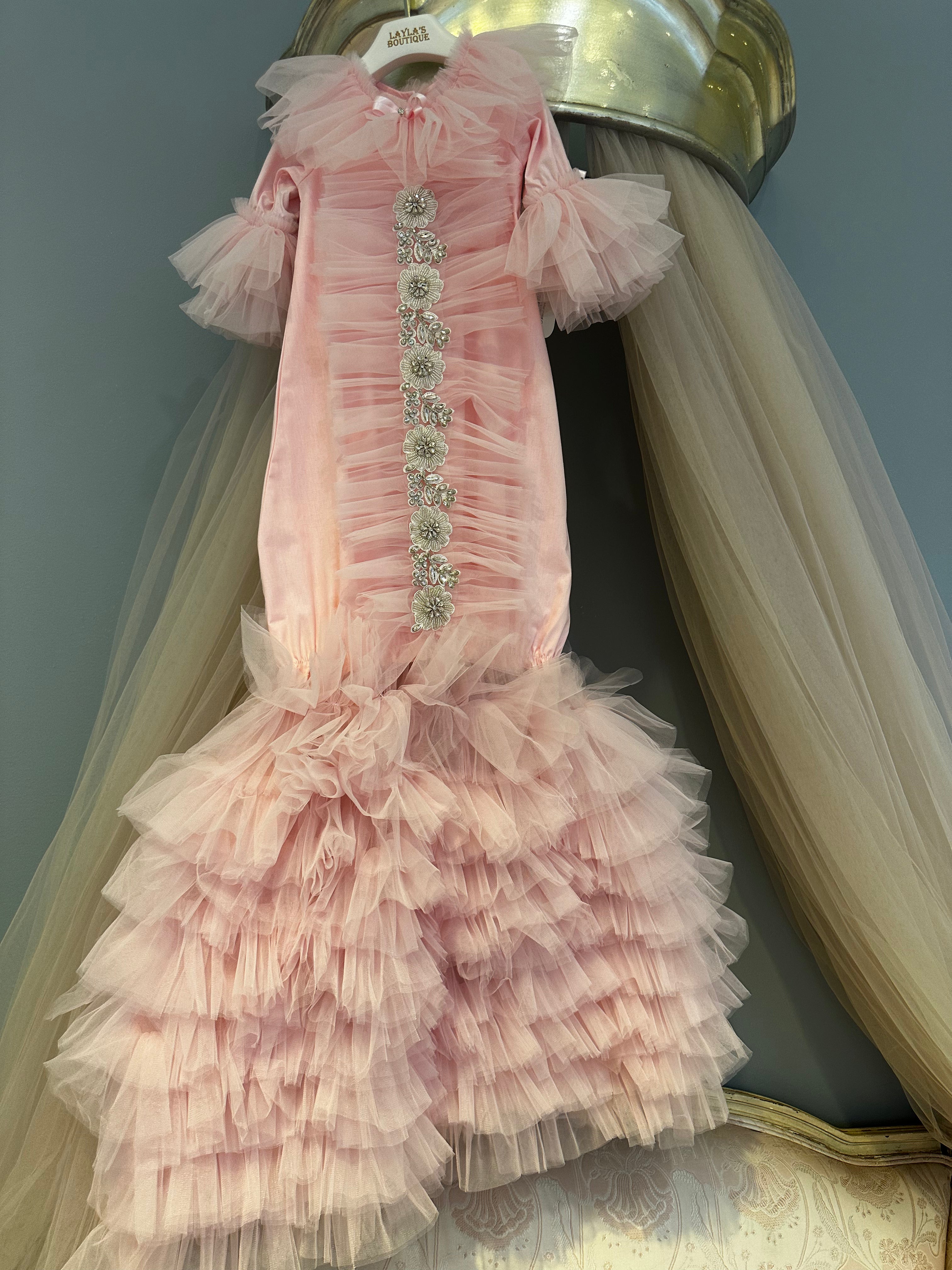 Pink Tulle Mermaid Gown