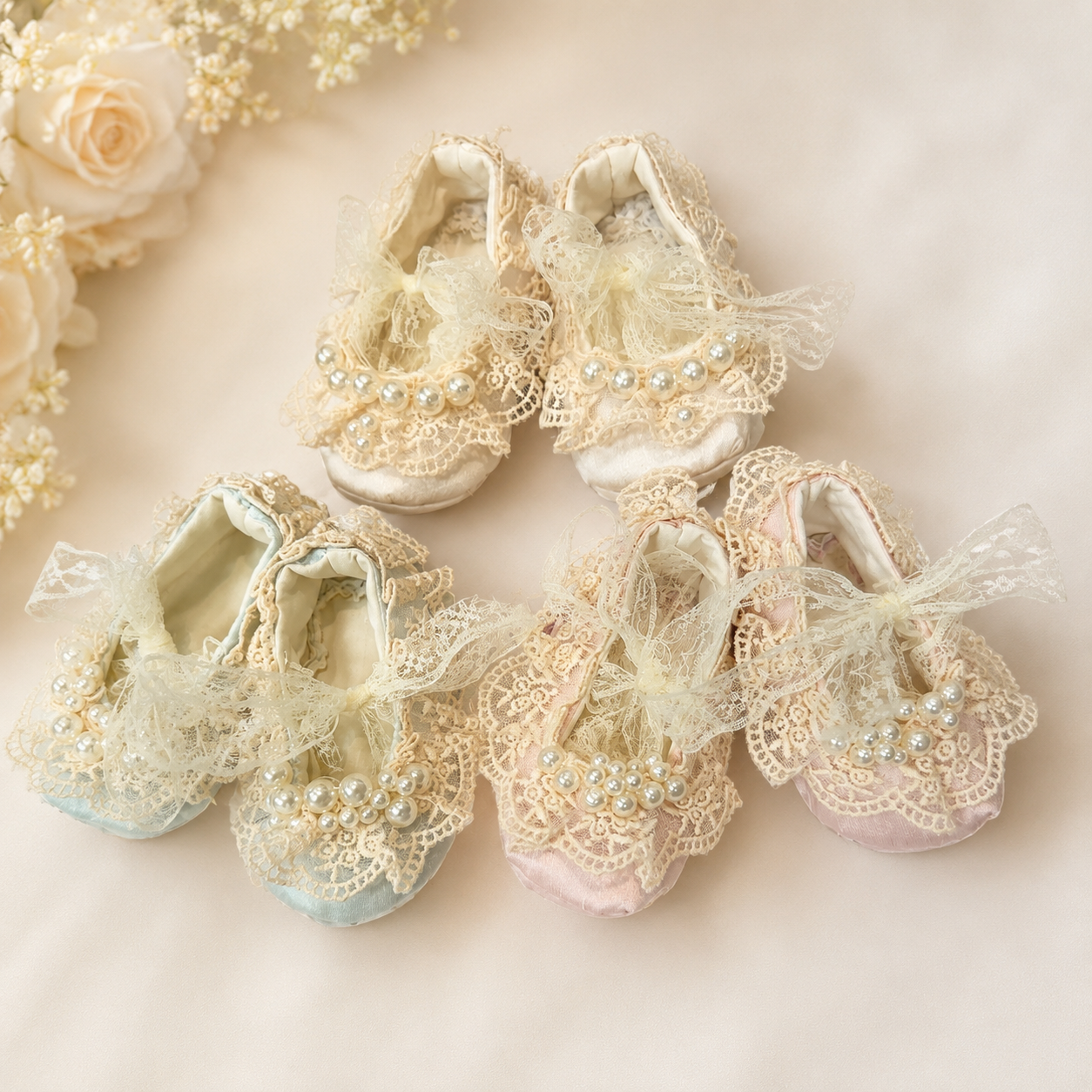 Lace and Pearl Booties