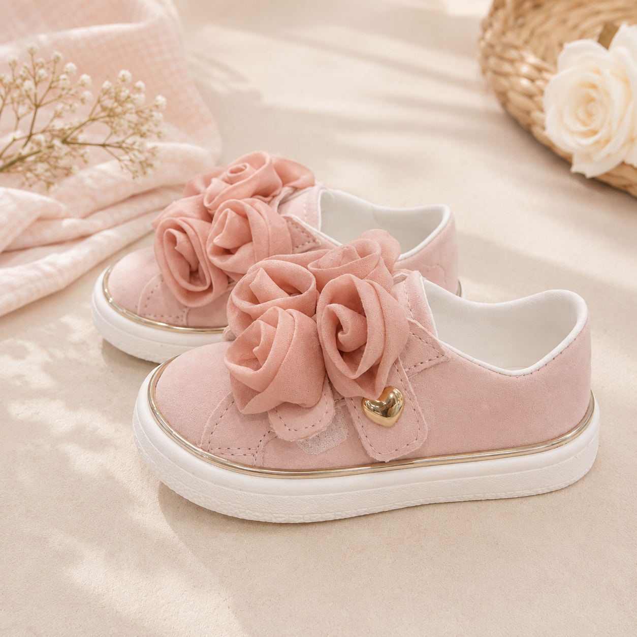 Brushed Pink Rosette Sneaker