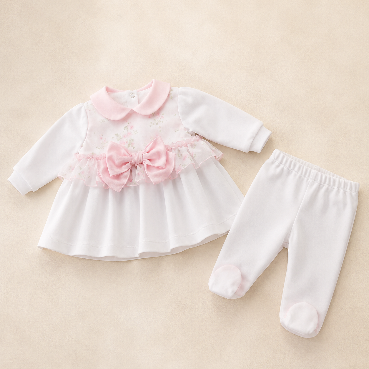 Conjunto de punto de flores bordadas