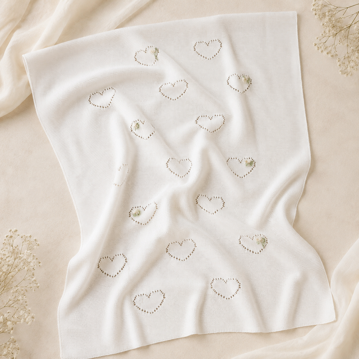 Antique White Heart Blanket