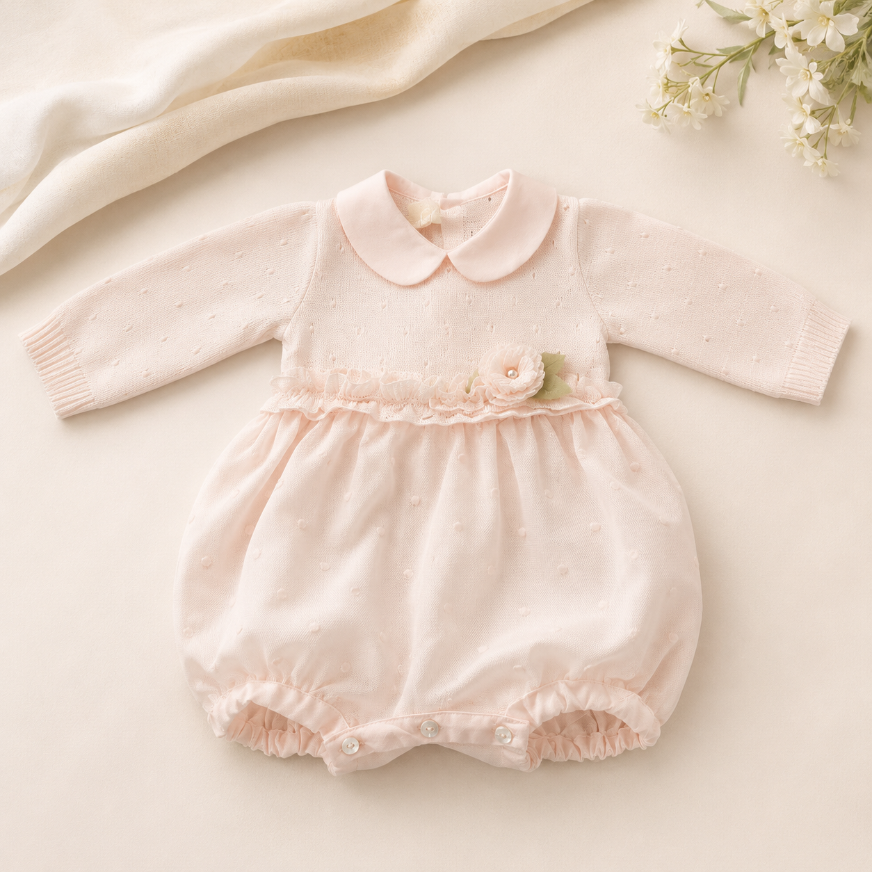 Rose Knitted Short Romper