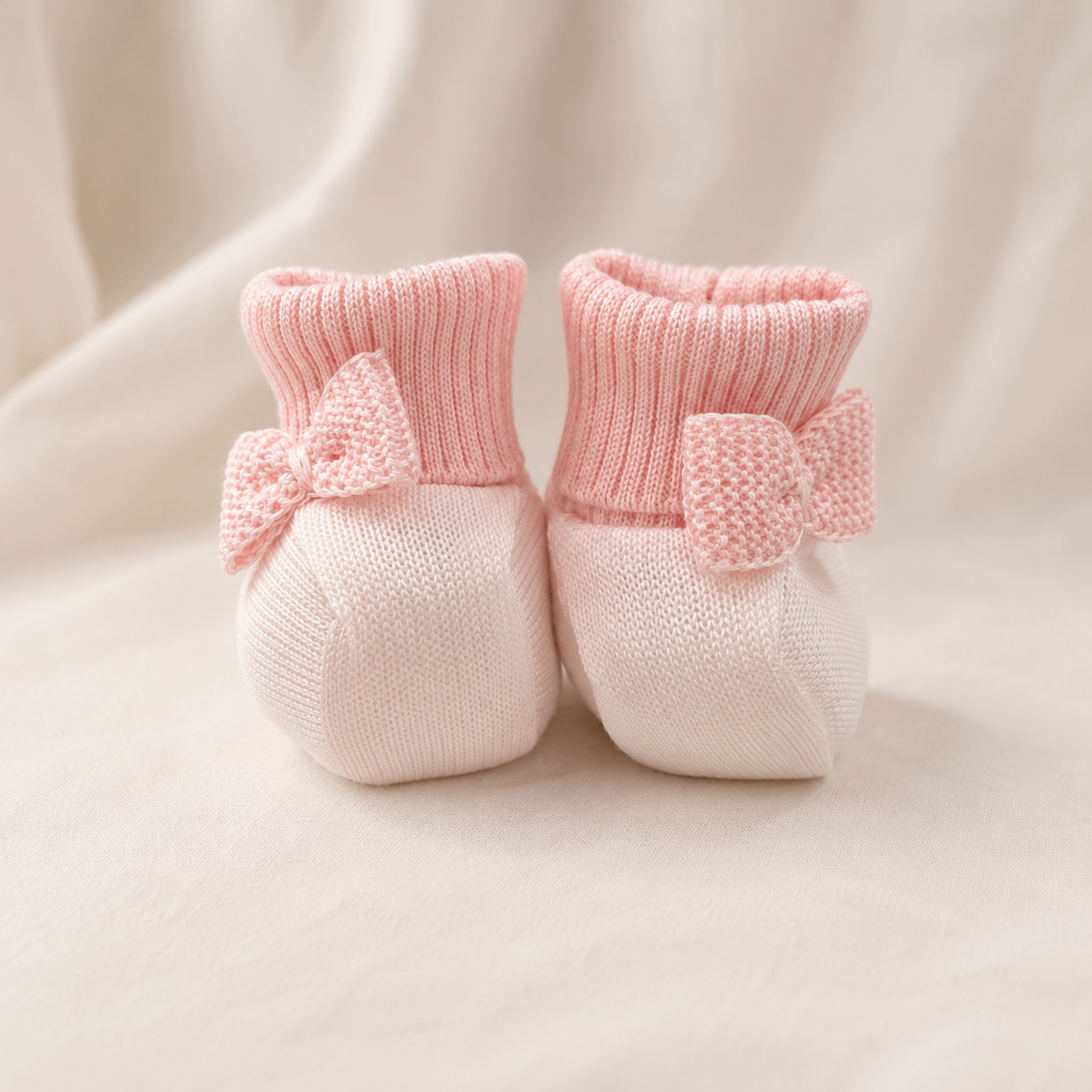 Pink Knitted Bow Booties
