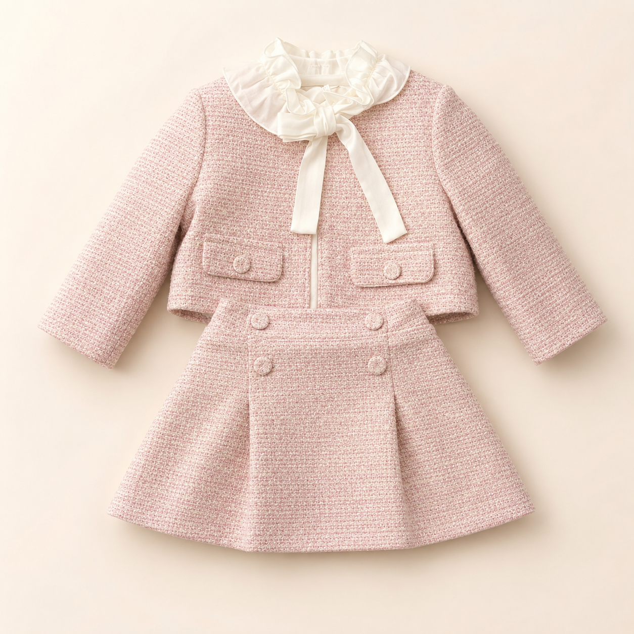 Bimbalo Pink Tweed Skirt Set
