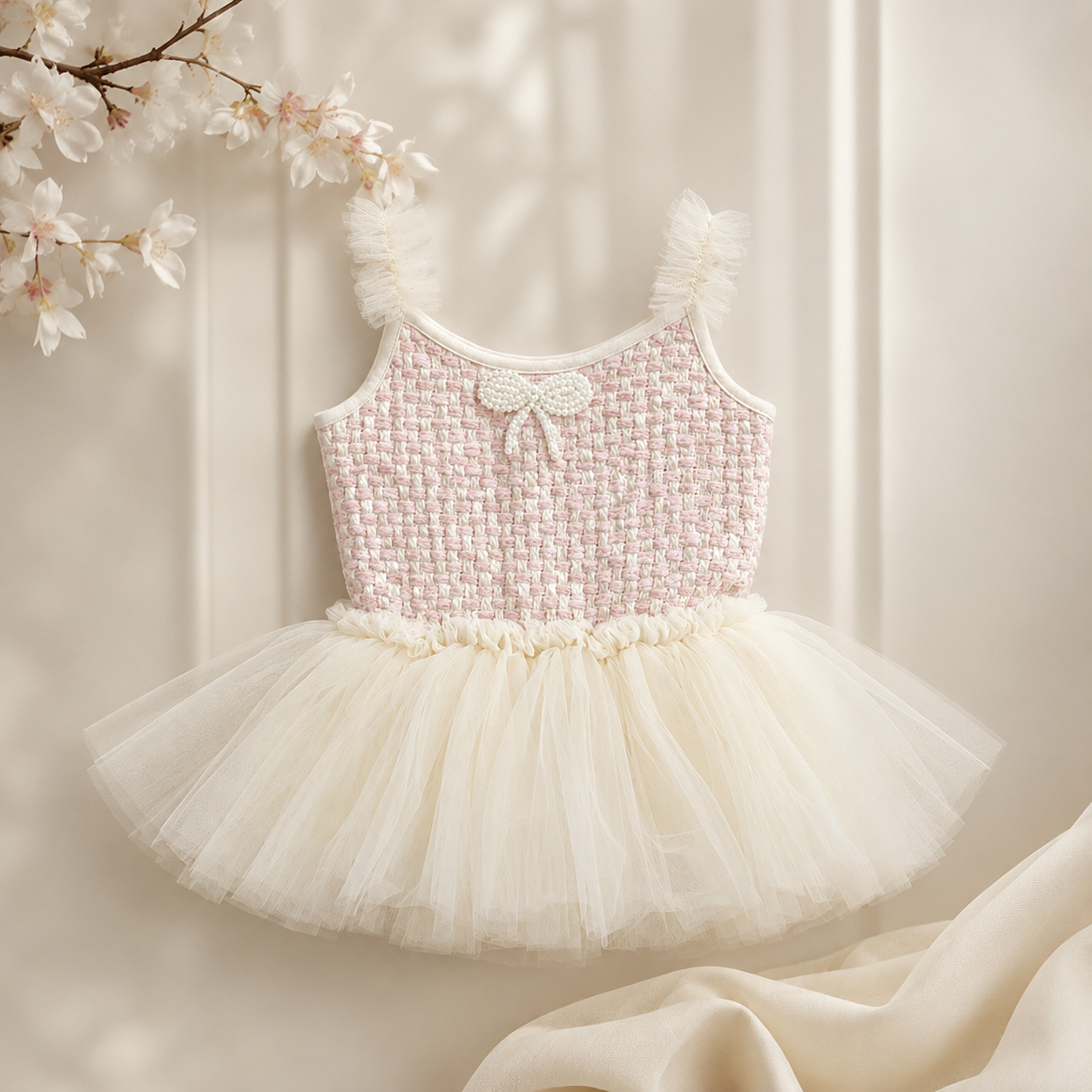 Baby Pink Tweed Dress