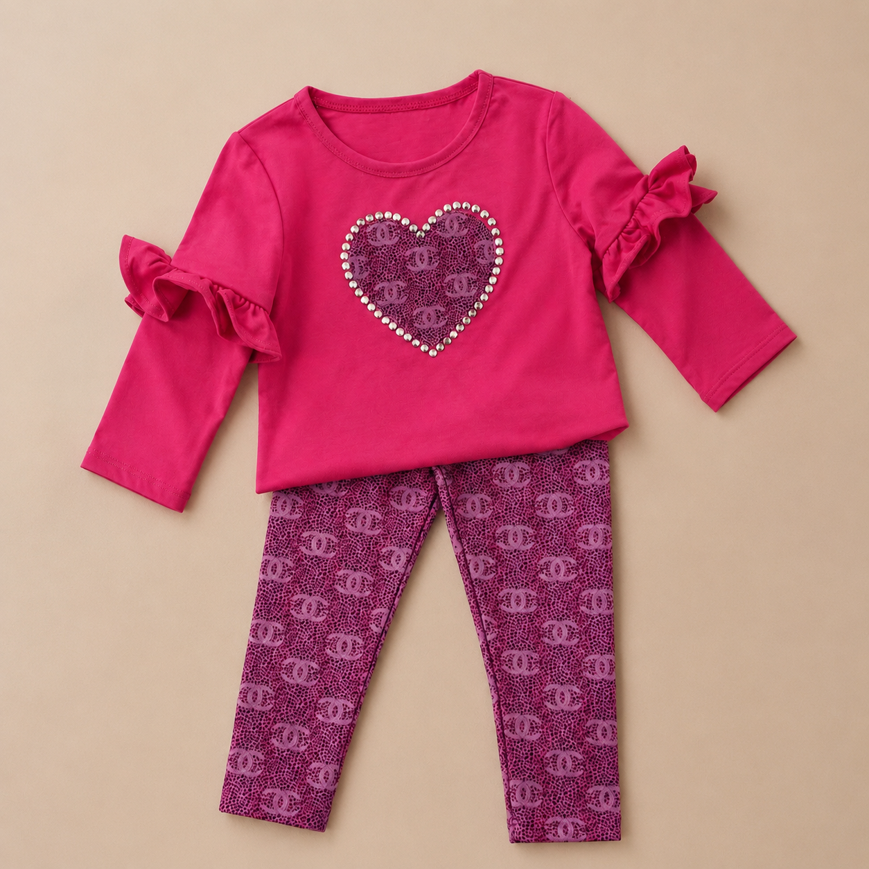 Cranberry Heart Legging Set