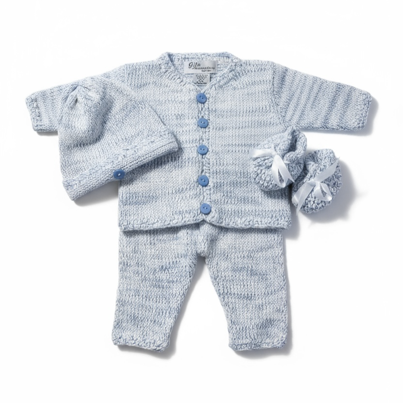 Baby Boy Blue Tweed Crochet