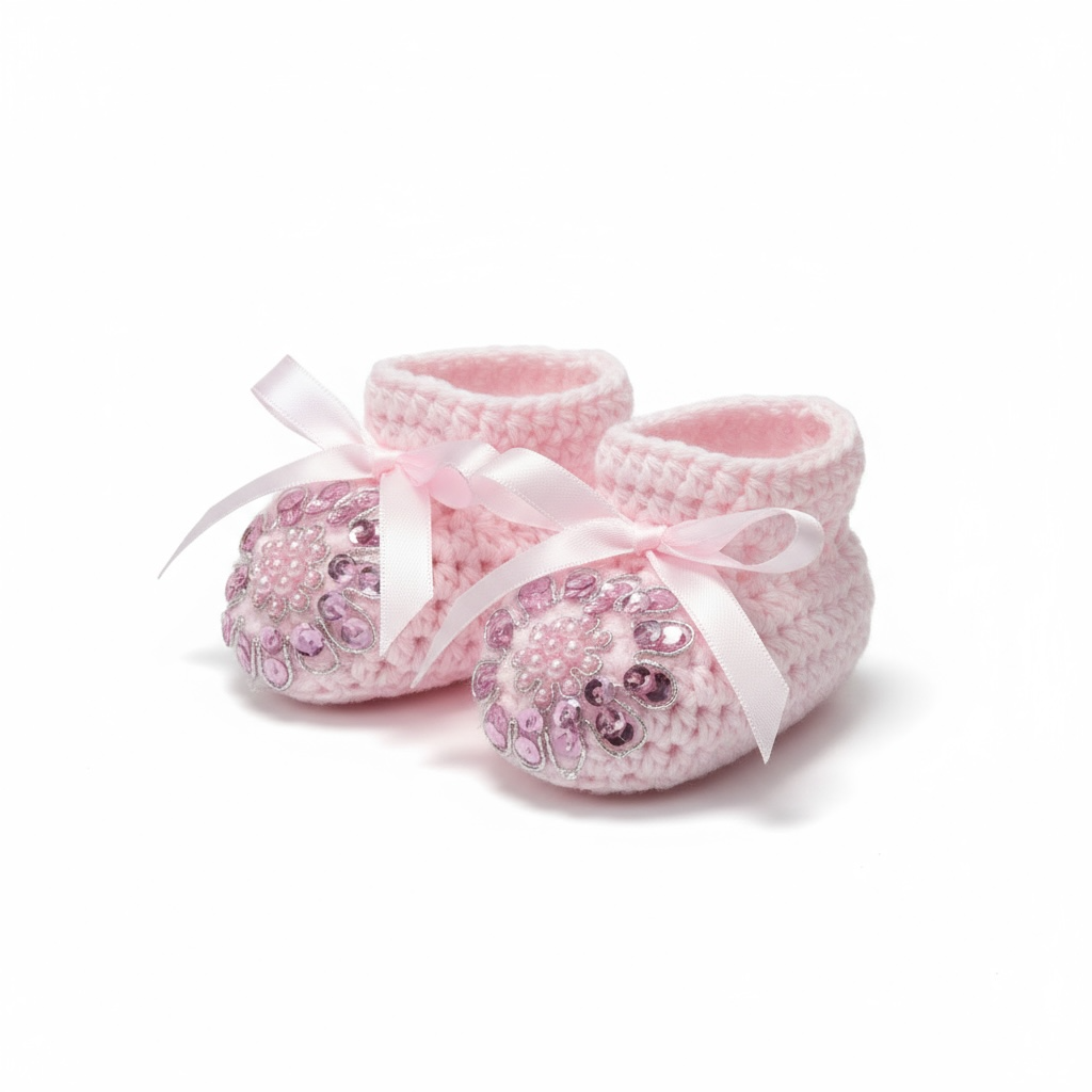 Pink Booties with Applique