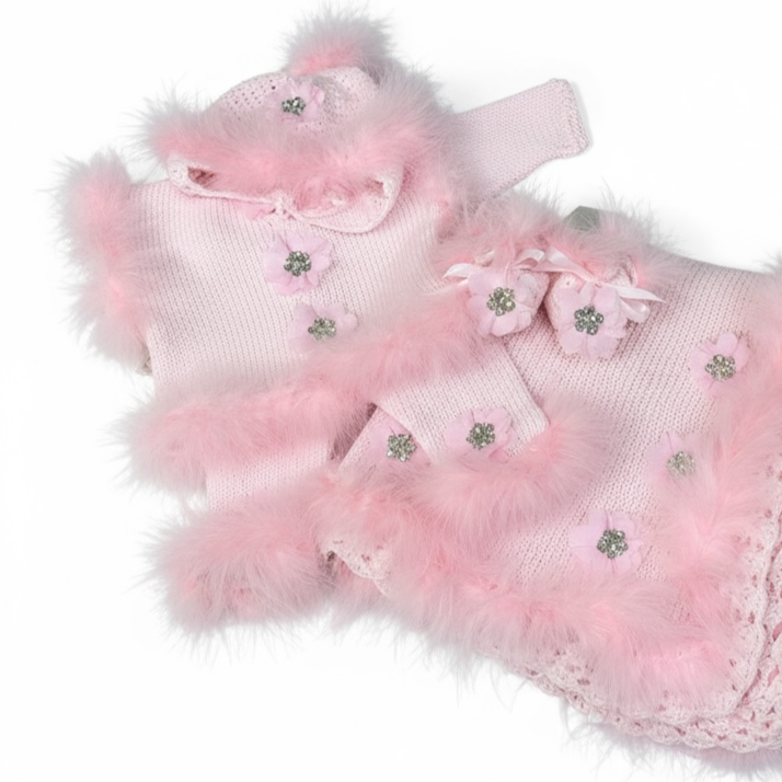 Pink Marabou Crochet Set
