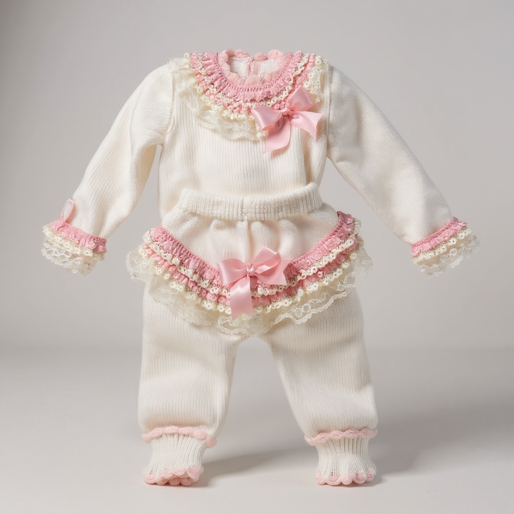 Pink and Cream Knit Pant Set