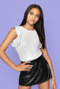 White Sequin Flutter Top