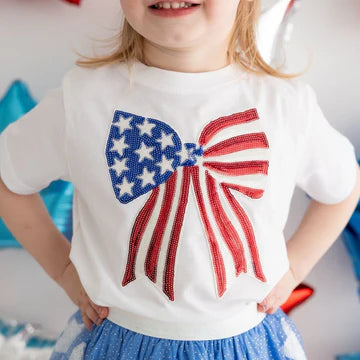Patriotic Sequin Bow T Shirt