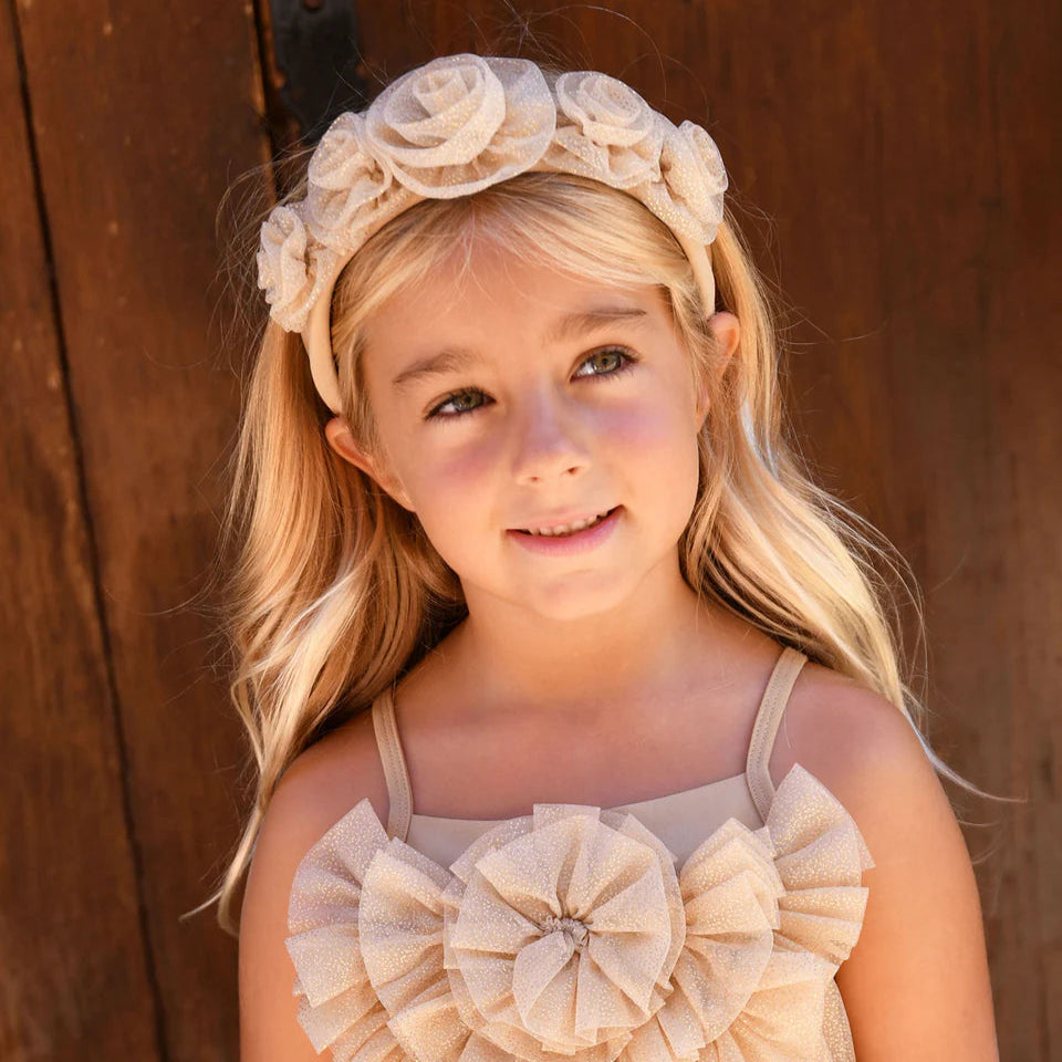 Rosie Tulle Headband in Sand