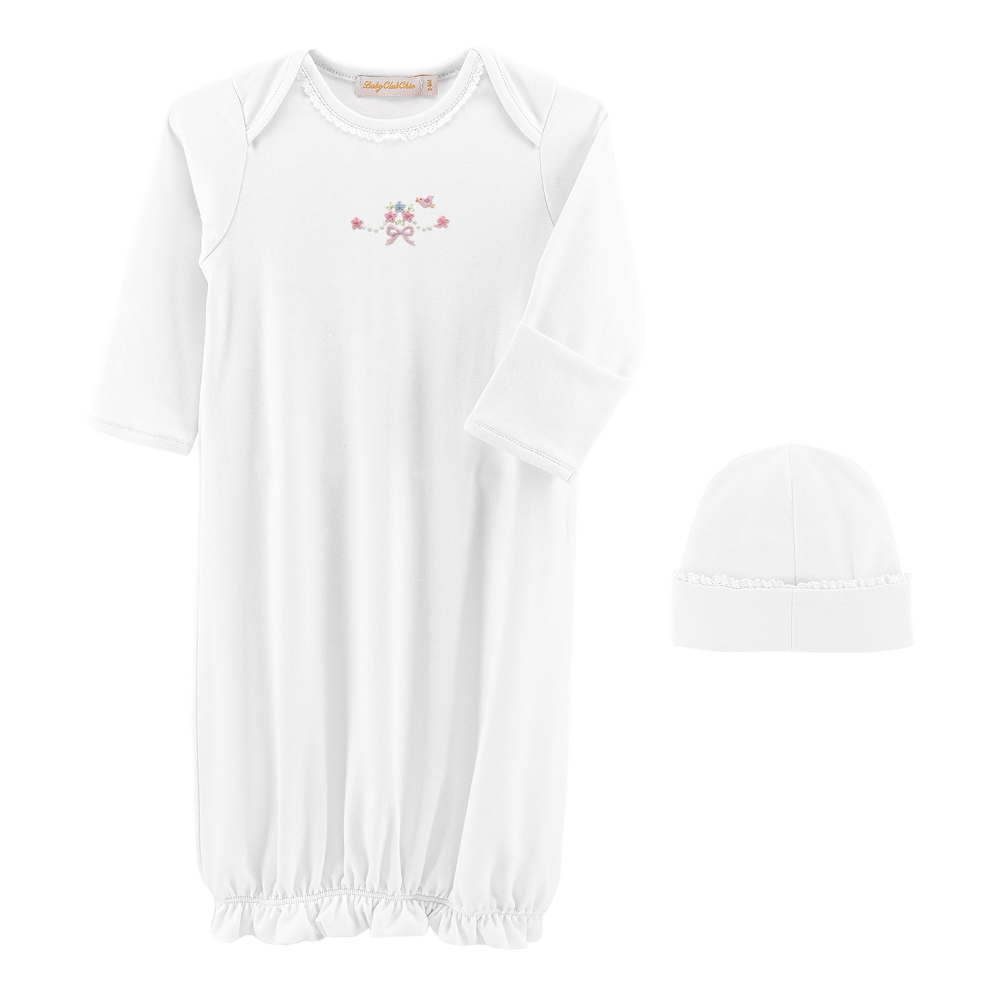Sweet Bows White Gown & Hat Set