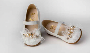 Pearlized Leather Pearl Cluster Shoe