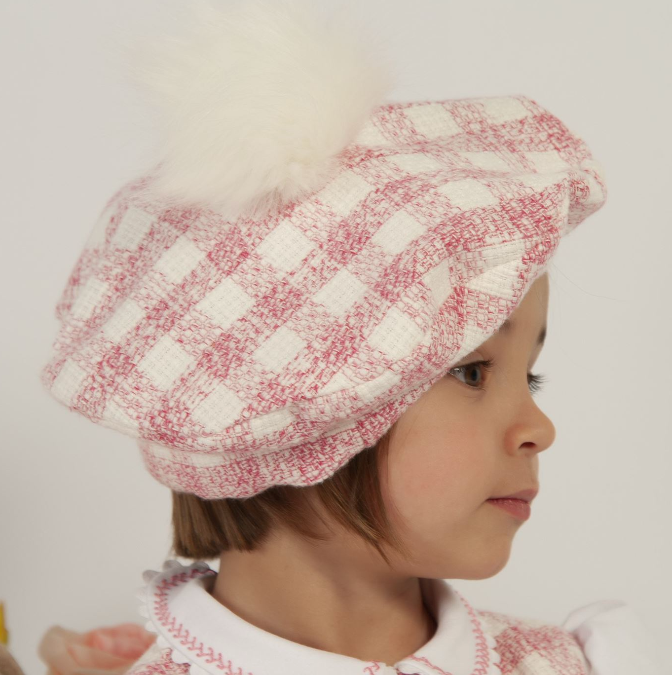 Pink Gingham Beret