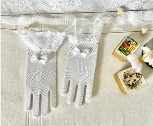 White Netted Long Gloves