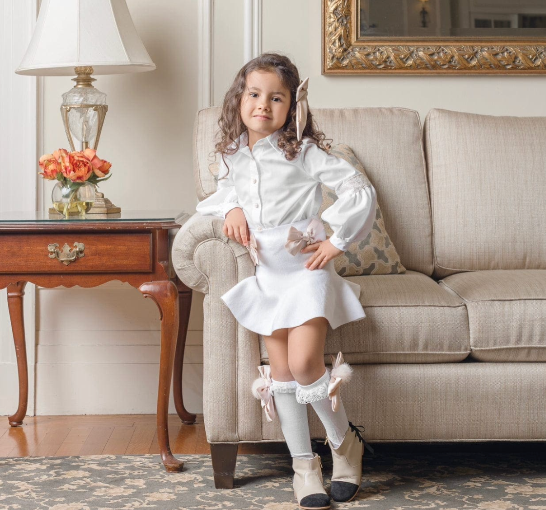 Flare Skirt with Satin Bows