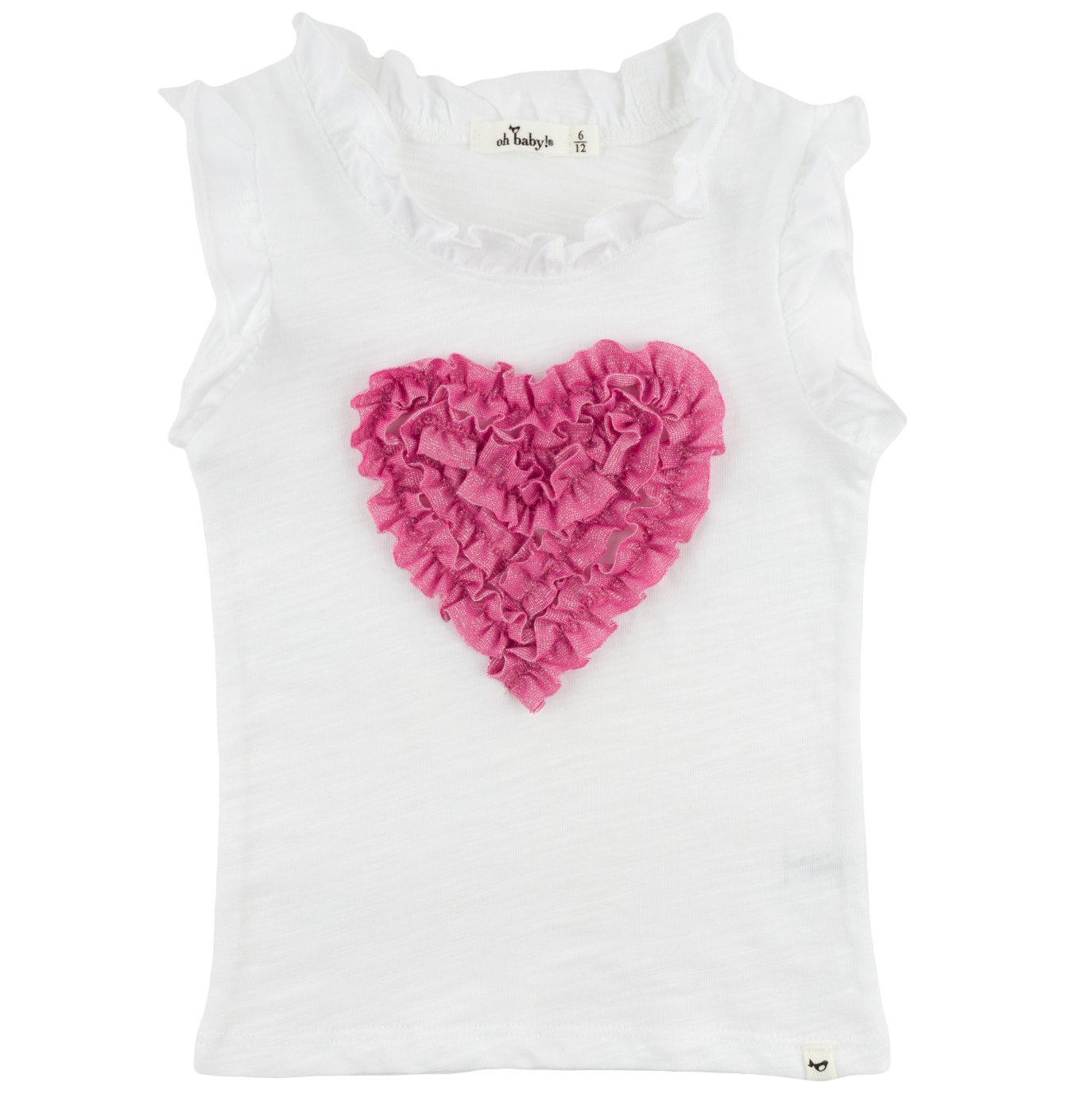 Ruffle Heart Pink Sparkle Tank