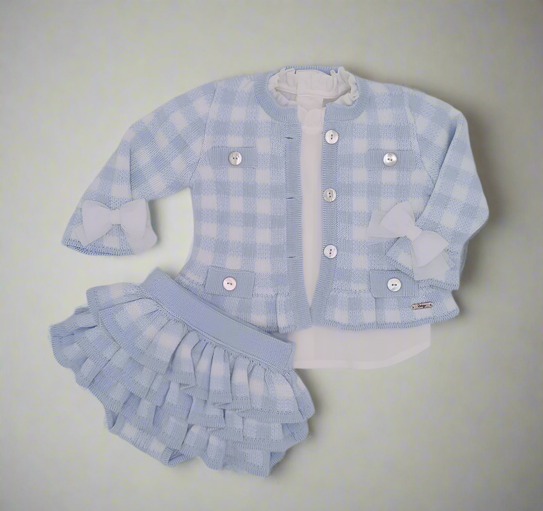 Blue Gingham Skirt and Cardigan