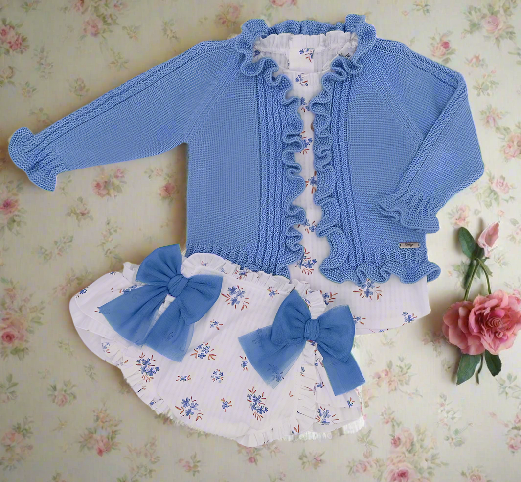 Baby Blue Floral Bloomer Set