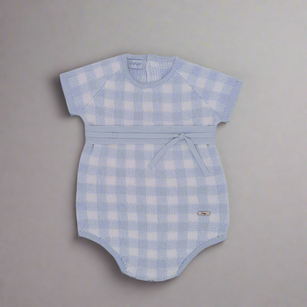 Blue and White Check Romper