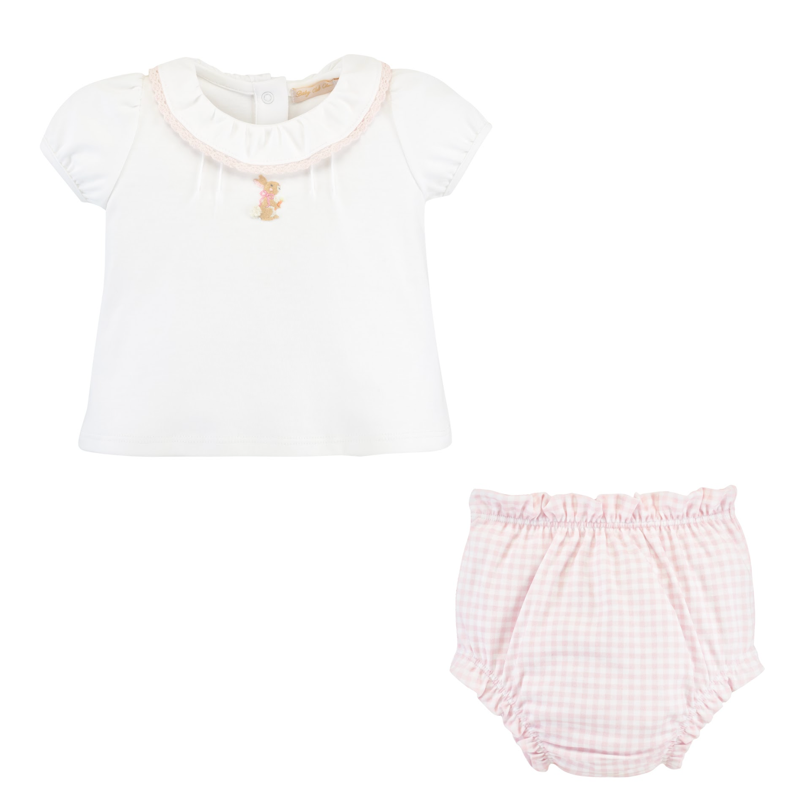 Pink Gingham Diaper Set