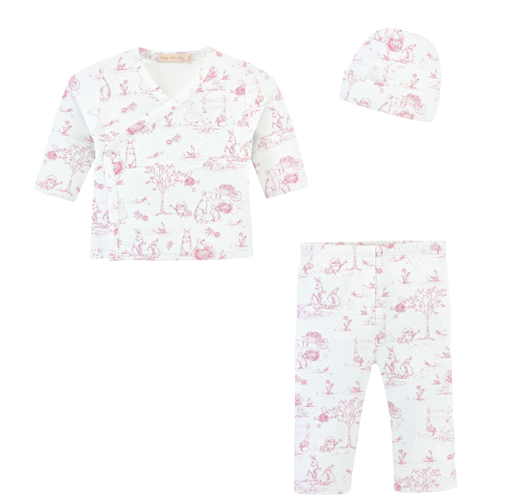 Pink Toile Bunnie Set
