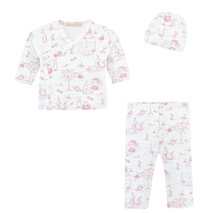 Pink Toile Bunnie Set