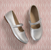 Silver Leather Aria Flats