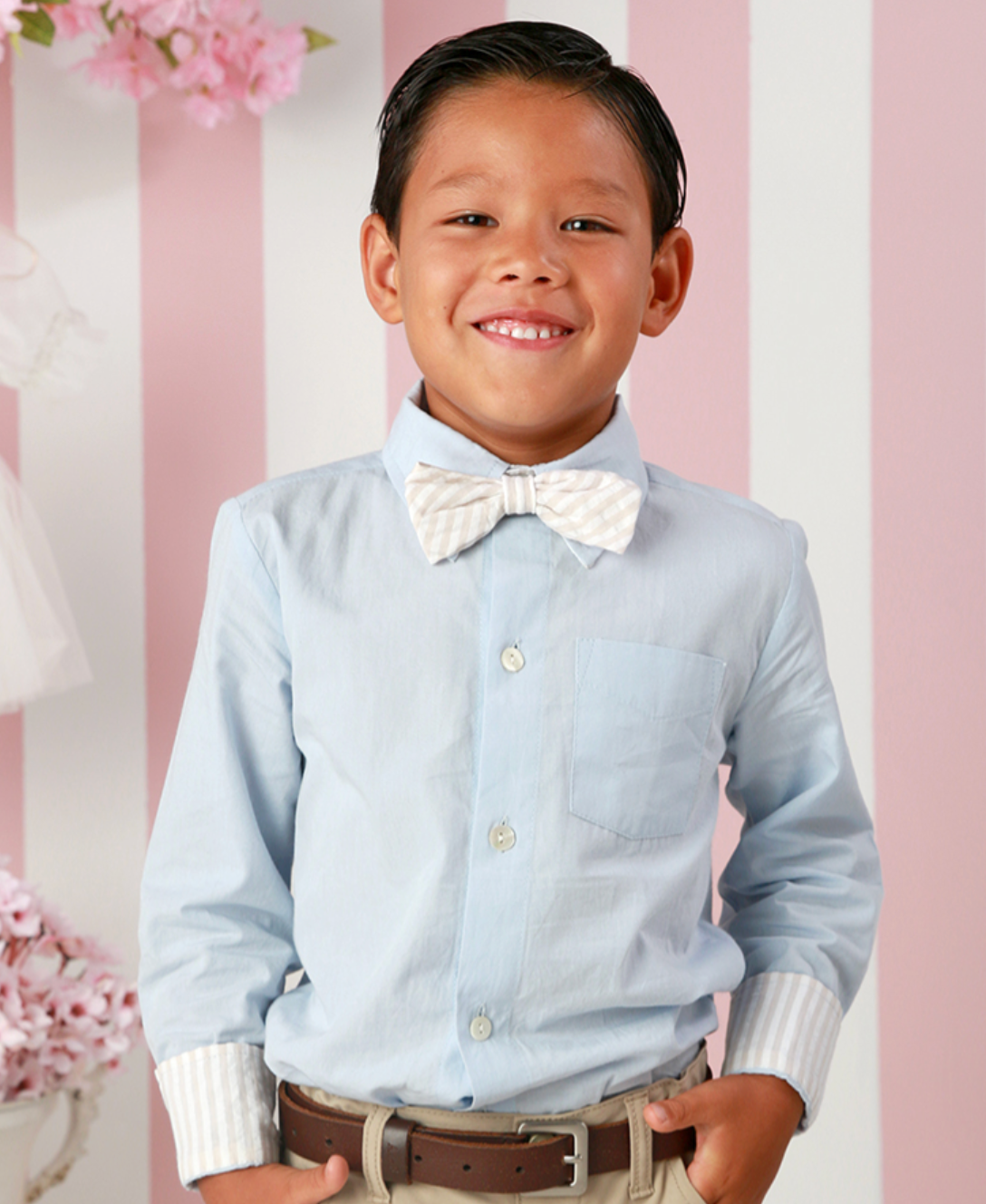 Sand Stripe Bow Tie